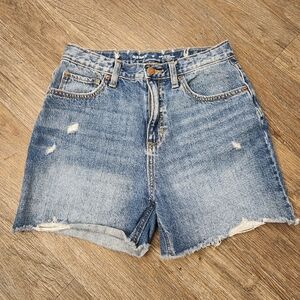 Old Navy High Rise Slouchy Straight Built Tough Girls Blue Jean Shorts Size 16